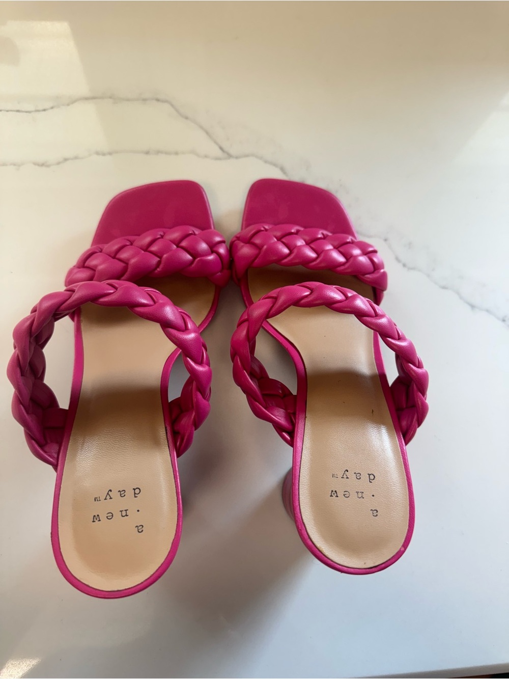 Target Pink Braided Double-Strap Slide Mules